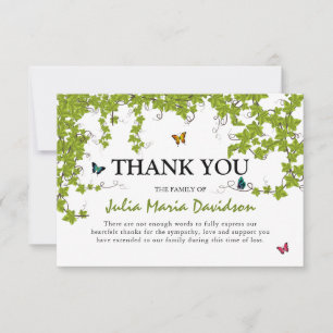 Green Ivy & Butterflies Sympathy Thank You Card