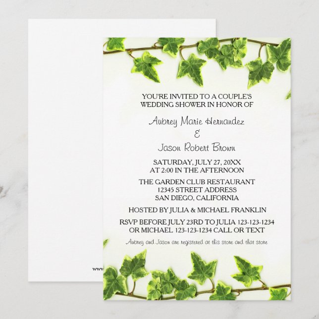Green Ivy - Couple's Wedding Shower Invitation (Front/Back)