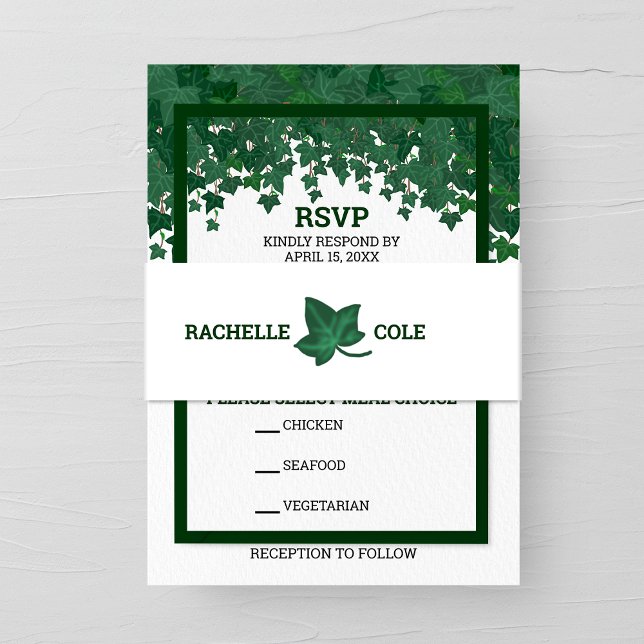 Green Ivy Garden Wedding Invitation Belly Band (Creator Uploaded)