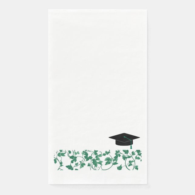 Green Ivy Patterned Graduation Cap Napkin (Front)
