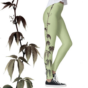 Green Ivy Photographic Lime Green Leggings