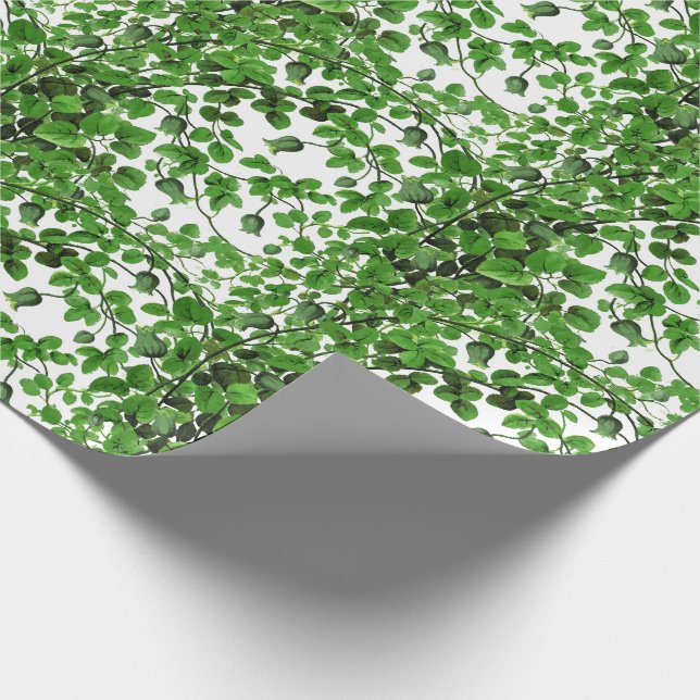 Green Ivy Vine Botanical Wrapping Paper (Corner)