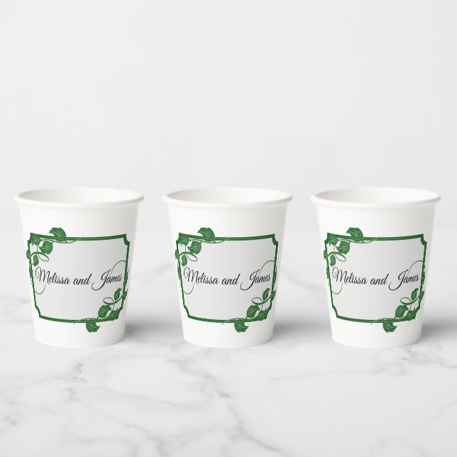 Green Ivy with names Paper Cups (Multi)