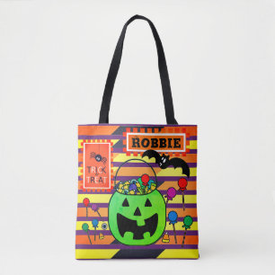 Green Jack o' Lantern Personalised Trick or Treat Tote Bag