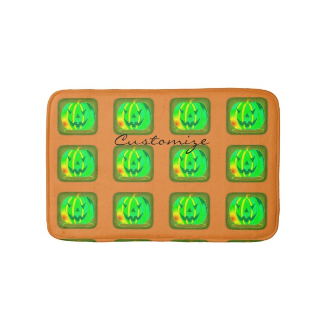 Green Jack o'lantern Halloween Thunder_Cove Bath Mat (Front)