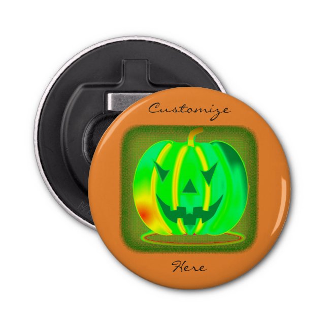 Green Jack o'lantern Halloween Thunder_Cove Bottle Opener (Front)