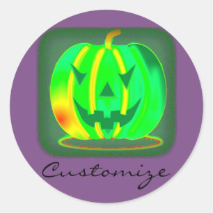 Green Jack o'lantern Halloween Thunder_Cove Classic Round Sticker