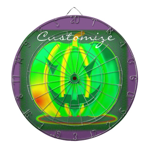 Green Jack o'lantern Halloween Thunder_Cove Dartboard (Front)