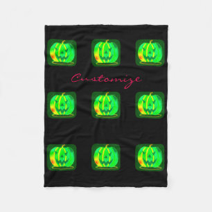 Green Jack o'lantern Halloween Thunder_Cove Fleece Blanket