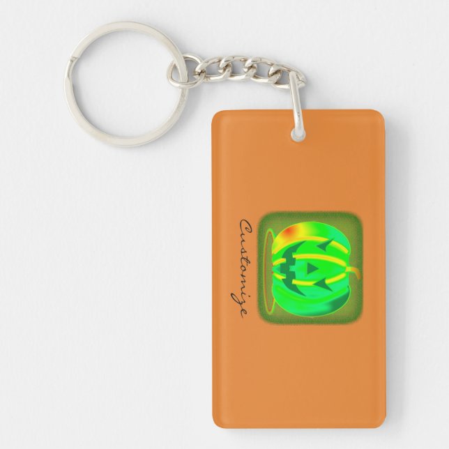 Green Jack o'lantern Halloween Thunder_Cove Key Ring (Front)