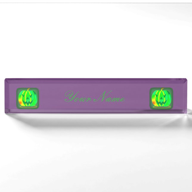 Green Jack o'lantern Halloween Thunder_Cove Nameplate (Front)