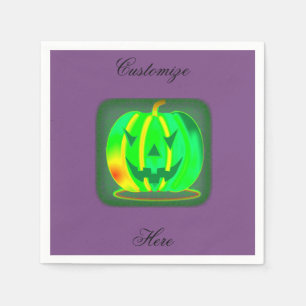 Green Jack o'lantern Halloween Thunder_Cove Napkin