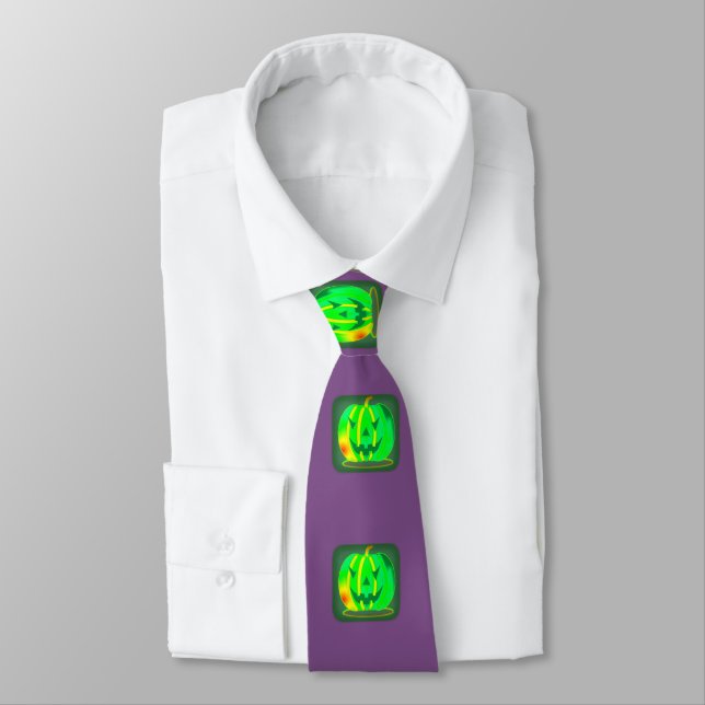 Green Jack o'lantern Halloween Thunder_Cove Tie (Tied)