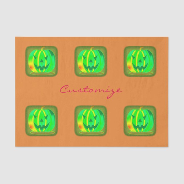 Green Jack o'lantern Halloween Thunder_Cove Tissue Paper (Front)