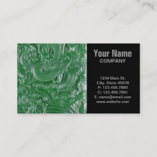 green jade chinese dragon sculpture business card