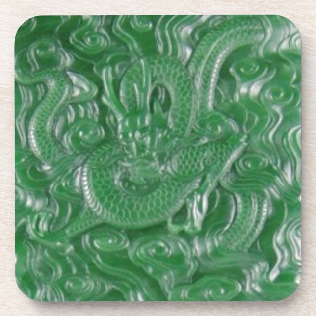 green jade chinese dragon sculpture coaster (Front)