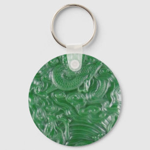 green jade chinese dragon sculpture key ring