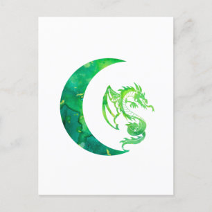Green Jade Moon and Dragon Postcard