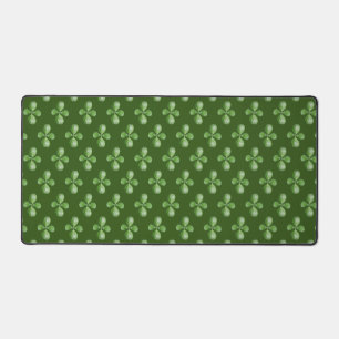 Green Jade Tree Leaves on Forest Green Desk Mat