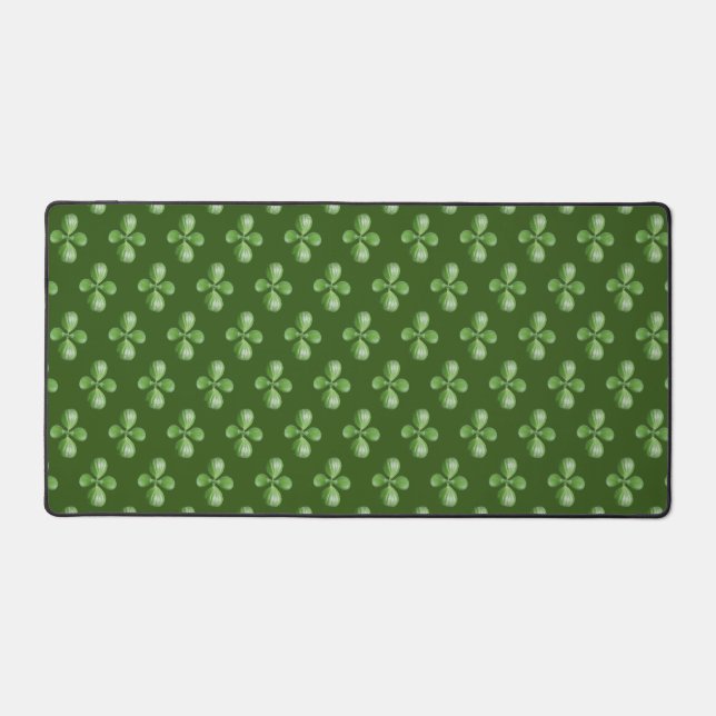 Green Jade Tree Leaves on Forest Green Desk Mat (Front)