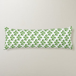 Green Jade Tree Leaves on White Body Pillow