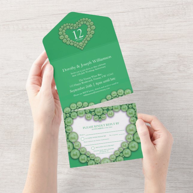 Green jade wedding anniversary 12th or 35th party  all in one invitation (Tearaway)