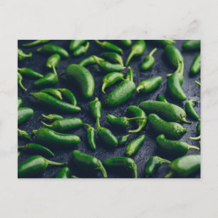 Green Jalapeno Peppers on Concrete Background Postcard