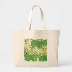 Green Japanese Art Print Design Minimal Large Tote Bag