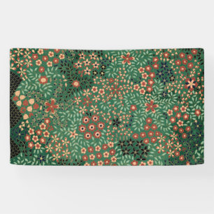 Green Japanese flower background traditional flora Banner
