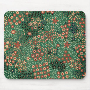 Green Japanese flower background traditional flora Mouse Pad