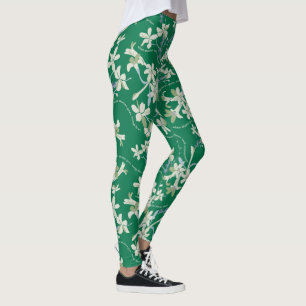 GREEN jasmin floral spring yoga pilates pants