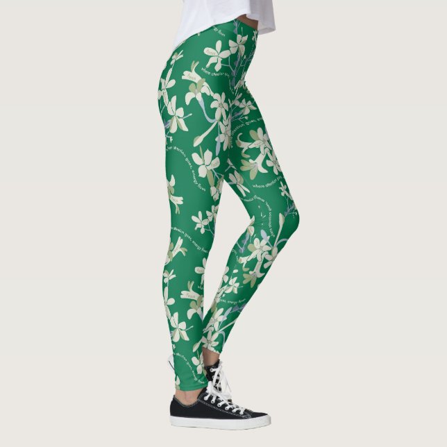 GREEN jasmin floral spring yoga pilates pants (Right)