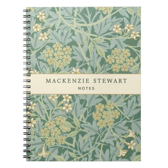 Green Jasmine Botanical Pattern Notebook (Front)