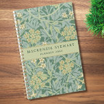 Green Jasmine Floral Pattern 2026 Planner<br><div class="desc">Elegant vintage green jasmine floral botanical pattern planner with a custom name in classic serif typography.</div>