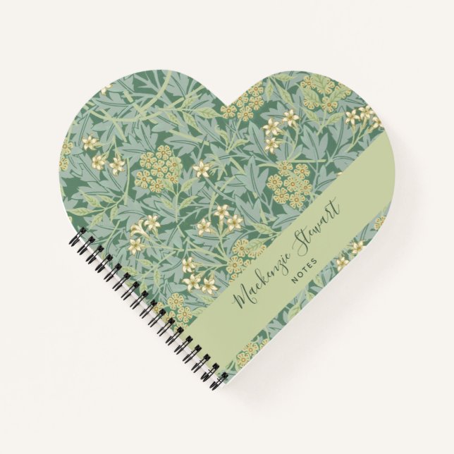 Green Jasmine Floral Pattern Name Notebook (Front)