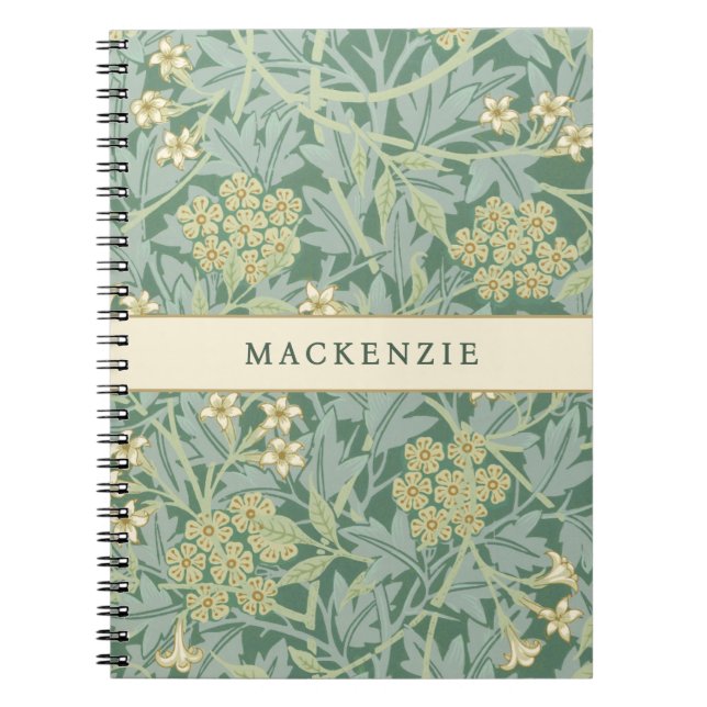 Green Jasmine Floral Pattern Notebook (Front)