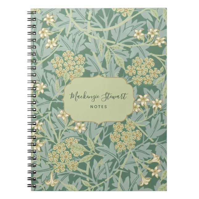 Green Jasmine Floral Pattern Notebook (Front)