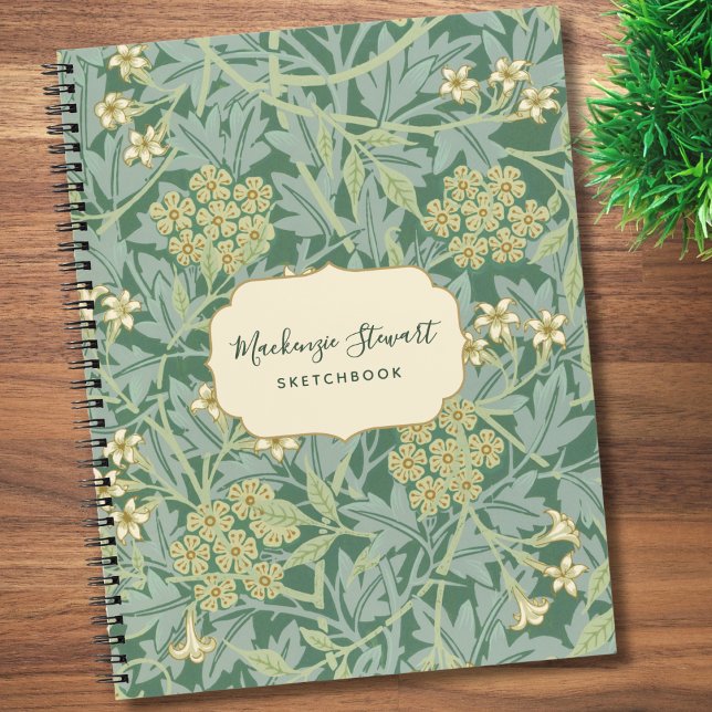 Green Jasmine Floral Pattern Sketchbook Notebook (Creator Uploaded)