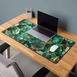 Green Jasper & Gold Desk Mat