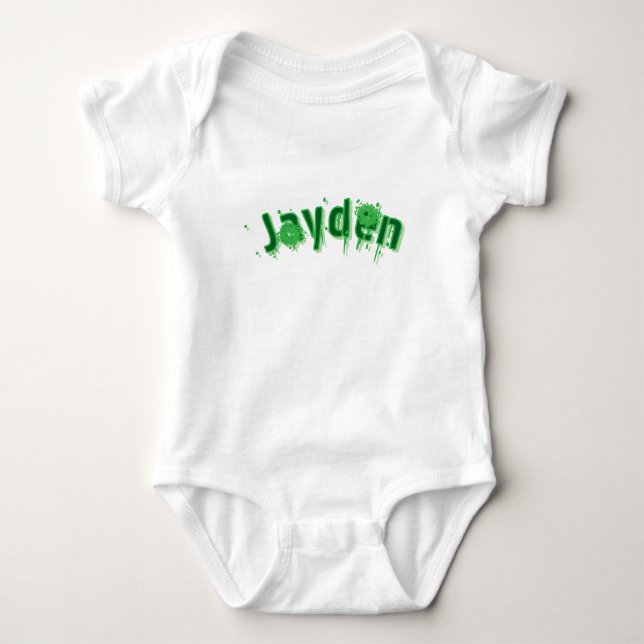 Green Jayden Name, Baby Bodysuit (Front)