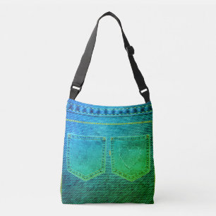 Green Jeans Look Crossbody Bag