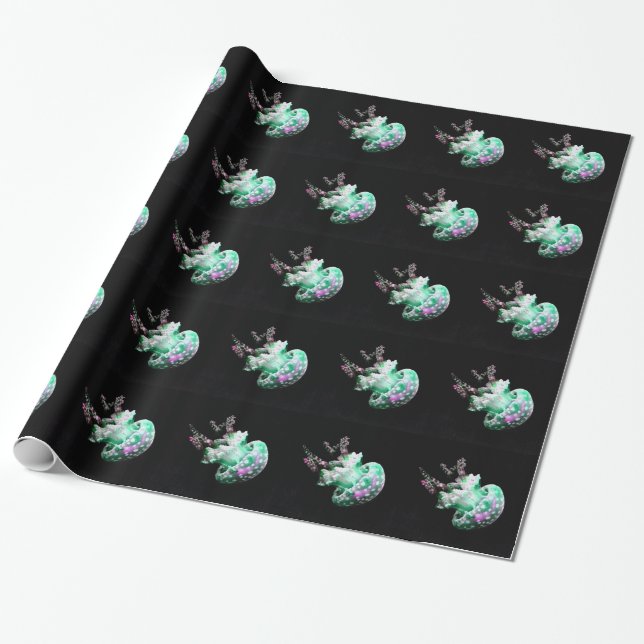 Green Jellyfish Wrapping Paper (Unrolled)