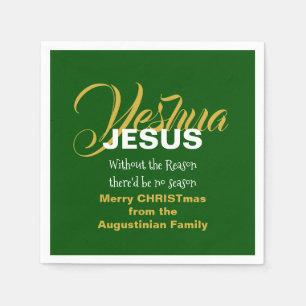 Green JESUS REASON SEASON Christmas Paper Napkin