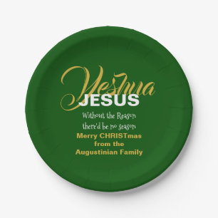 Green JESUS REASON SEASON Christmas Paper Plate