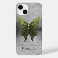 Green Jewelled Butterfly Damask