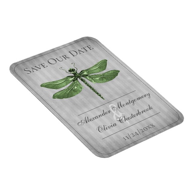 Green Jewelled Dragonfly Save the Date Magnet (Right Side)