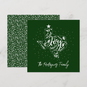 Green Joy Holiday Leaves Texas Shape Card