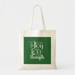 Green Joy of the Lord Christian Bible Verse Cute Tote Bag