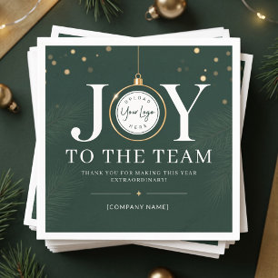 Green JOY To The Team Corporate Holiday Napkin