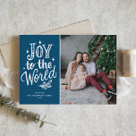 Green Joy To The World Christmas Carol Photo Holid Holiday Card<br><div class="desc">Joy to the world,  the Lord has come! Customisable Christmas song photo card featuring hand lettering,  sparkles and foliage on a green background. Personalise by adding names,  photos,  addresses and messages. Send wishes and greetings to family and friends with this modern calligraphy Christmas card.</div>